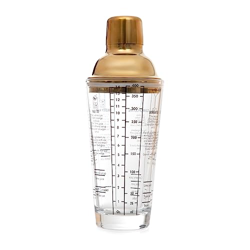 HOMLA Moi Cocktail Shaker - Shaker mit Goldenem Deckel - Elegantes Küchenaccessoire - für die Zubereitung von Getränken Drinks - Transparente Glasflasche - Messbecher auf Shaker - 0,4 l HOMLA Moi Cocktail Shaker - Shaker mit Goldenem Deckel - Elegantes Küchenaccessoire - für die Zubereitung von Getränken Drinks - Transparente Glasflasche - Messbecher auf Shaker - 0,4 l von HOMLA