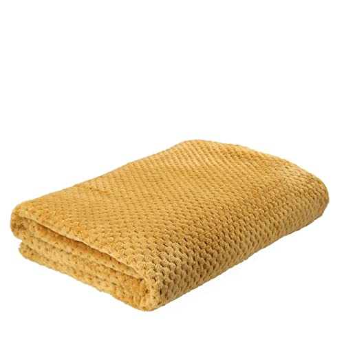 HOMLA Noah Tagesdecke 220 x 240 cm - Bettüberwurf Sofaüberwurf Kuscheldecke Quilt - Flauschig und Weich - Polyester Karamell von HOMLA