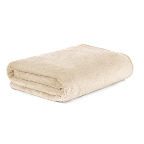 HOMLA Rote Fleecedecke Flauschig und Warm - für Couch Sofa und Bett Kuscheldecke Sofadecke Wohndecke - Pflegeleicht 150 x 200 cm Beige von HOMLA