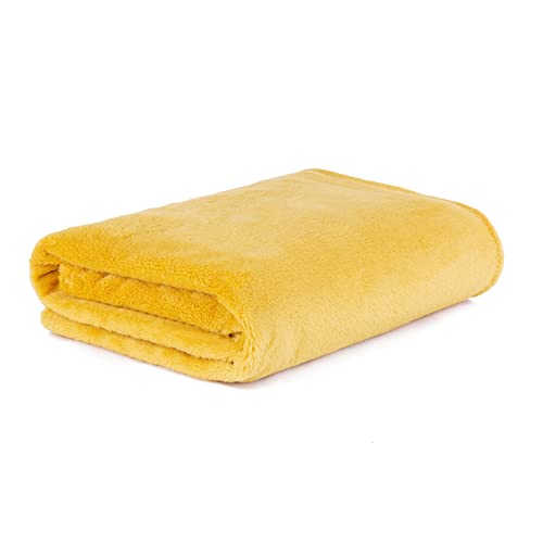 HOMLA Rote Fleecedecke Flauschig und Warm - für Couch Sofa und Bett Kuscheldecke Sofadecke Wohndecke - Pflegeleicht 150 x 200 cm Senf von HOMLA