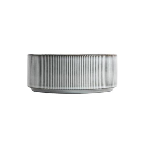 HOMLA SANOS Schale 21cm Grau gestreift Steingut mikrowellen- & spülmaschinengeeignet von HOMLA