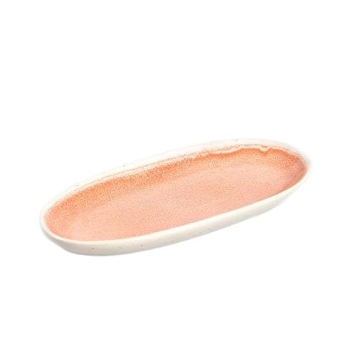 HOMLA SEDANO Servierplatte oval 18cm Coral Steingut spülmaschinenfest Desserts & Snacks von HOMLA
