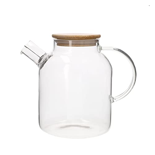 HOMLA Saffron Tee- und Kaffeekanne mit Deckel aus Bambus- Kanne für Heiße Flüssigkeiten, Kräuterbrühe - Minimalistisches Design 1,8 l Glas von HOMLA