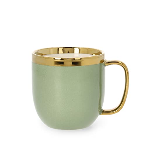 HOMLA Sinnes Tasse mit Goldener Verzierung - Becher Teetasse Kaffeebecher 0,28 l Porzellan Vergoldet Handbemalt Pistazie & Gold von HOMLA