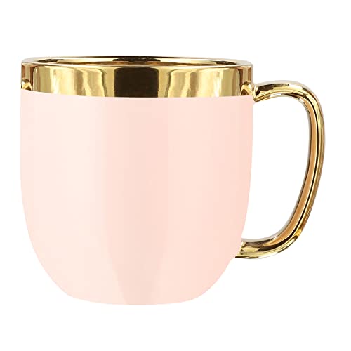 HOMLA Sinnes Tasse mit Goldener Verzierung - Becher Teetasse Kaffeebecher 0,28 l Porzellan Vergoldet Handbemalt Rosa & Gold von HOMLA