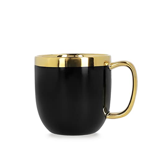 HOMLA Sinnes Tasse mit Goldener Verzierung - Becher Teetasse Kaffeebecher 0,28 l Porzellan Vergoldet Handbemalt Schwarz & Gold von HOMLA