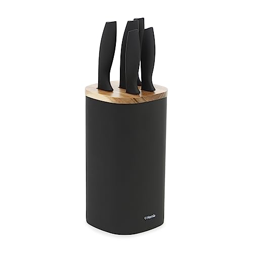 HOMLA Skat Messerset von 6 - Klinge aus Rostfreiem Stahl - 6 Messer und Aufbewahrungsblock - Ergonomisch Geformte Griffe - Ausbalanciert - Elegante Küchenausstattung - Küchengeräte - Schwarz von HOMLA
