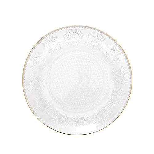 HOMLA Teller Groß Barrel Gemustert mit Goldrand - Runde Servierplatte - Runde Form zum Servieren Verschiedener Köstlichkeiten - Hochwertiges Dekorationsglas - Durchmesser 15cm - Modernität, Tradition von HOMLA