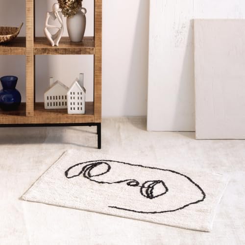 HOMLA Teppich Wohnzimmerteppich Vorleger Kurzflor Modern Milos mit Gesichtsmotiv 60x90 cm von HOMLA