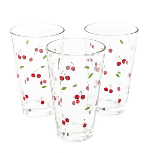 HOMLA Trinkglas-Set TOKEN SUMMER 0,3l 3 Stk Saft-Wasserglas Cocktail klar Sommer Design von HOMLA