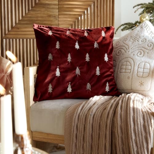 HOMLA Weihnachtsbaum-Kissenbezug ARBA in Gold Burgund 45x45 cm von HOMLA
