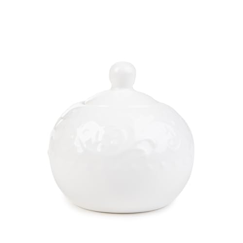 HOMLA Zuckerdose SYLIA weiß mit Ornament 10x10 cm von HOMLA