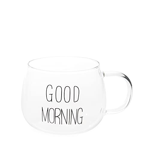 Homla Gläser Trinkglas Glas Wassergläser Saftgläser Gemusterte Tasse Transparent Good Morning mit Glasgriff 0,4 l von HOMLA