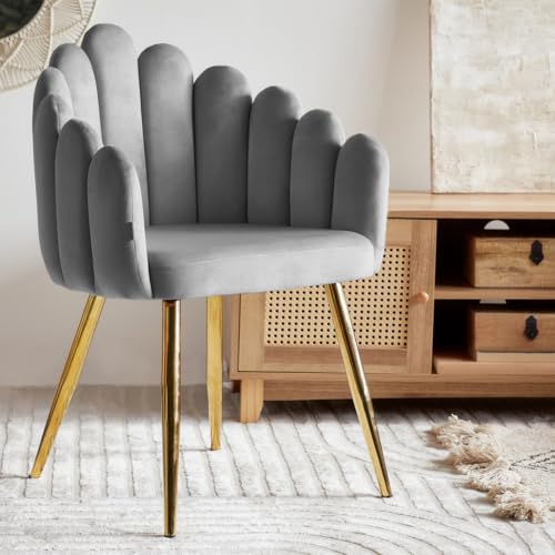 Homla Sessel Wohnzimmersessel Relaxsessel Polstersessel Samt Lana Velours grau 56x55x83 cm von HOMLA