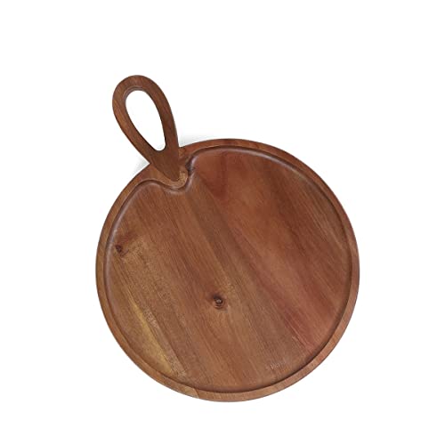 HOMLA Schneidebrett Brett Küchenbrett Servierbrett Bambus Brettchen für Obst Gemüse Fleisch Fisch MOOKA Rundes Servierbrett 40x30 cm von HOMLA