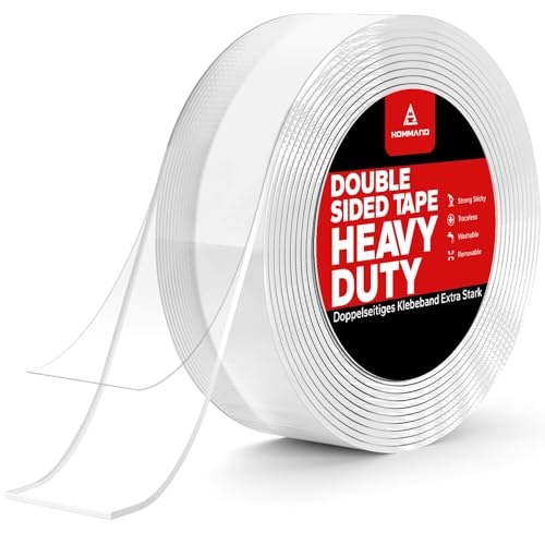 HOMMAND 3m Doppelseitiges Klebeband Extra Stark Transparent, Nano Double Sided Tape, Abnehmbar Spurlos Klebeband Doppelseitig Dünn für Teppich, Foto Wand, Küche, Zuhause, Auto HOMMAND 3m Doppelseitiges Klebeband Extra Stark Transparent, Nano Double Sided Tape, Abnehmbar Spurlos Klebeband Doppelseitig Dünn für Teppich, Foto Wand, Küche, Zuhause, Auto von HOMMAND
