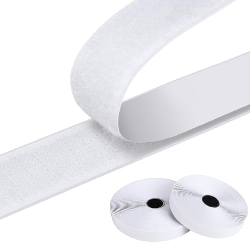 HOMMAND Klettband Selbstklebend Extra Stark, Doppelseitig Klebende mit Klettverschluss Selbstklebendes Klebepad Flauschband und Hakenband, Premium Klettverschluss selbstklebend, 20mm x 10m, Weiß von HOMMAND