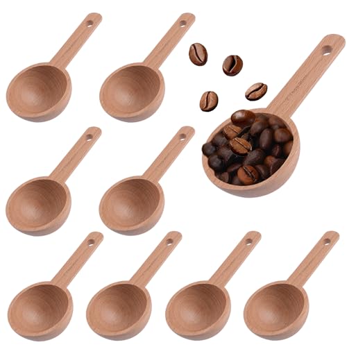 HOMMDECO Kaffeelöffel aus Holz mit kurzem Griff, 30 ml, Lebensmittelqualität, Messlöffel für Tee, Mehl, Getreide, Gewürze, 8 Stück, zum Mahlen von gemahlenem Kaffee, Zuhause, Küchenzubehör von HOMMDECO