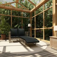2-tlg. Garten-Lounge-Set mit Auflagen Poly Rattan Grau VD30154 - Hommoo von HOMMOO