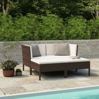 4-tlg. Garten-Lounge-Set mit Auflagen Poly Rattan Braun YQvidaXL3056965DE von HOMMOO