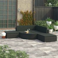 6-tlg. Garten-Lounge-Set mit Auflagen Poly Rattan Schwarz VD30094 - Hommoo von HOMMOO