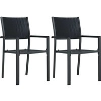 Gartenstühle 2 Stk. Schwarz Kunststoff Rattan-Optik VD30266 - Hommoo von HOMMOO