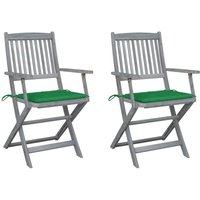 Klappbare Gartenstühle 2 Stk. mit Sitzkissen Massivholz Akazie YQvidaXL3064487DE von HOMMOO