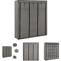 Kleiderschrank mit Fächern und Stangen Grau 150x45x175cm Stoff VD23569 - Hommoo von HOMMOO