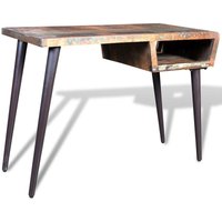 Schreibtisch Massivholz Teak Antik mit Eisenfüßen von HOMMOO