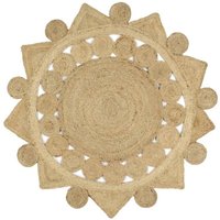 Hommoo - Teppich Handgefertigt Jute Geflochten 120 cm von HOMMOO