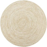 Hommoo Teppich Handgefertigt Jute Weiß und Natur 150 cm von HOMMOO