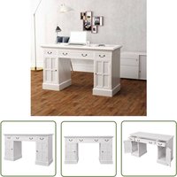The Living Store Schreibtisch Sekretär Weiß 140 x 48 x 80 cm - Bürostuhl - Schreibtisch - Holz Möbel - Weiße Möbel - Wohnzimmermöbel von HOMMOO