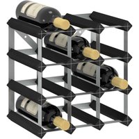 Hommoo - Weinregal für 12 Flaschen Schwarz Massivholz Kiefer YQvidaXL325913DE von HOMMOO