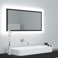 LED-Badspiegel Grau 90x8,5x37 cm Spanplatte YQvidaXL804934DE von HOMMOO