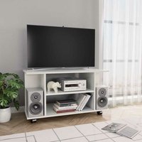 Hommoo - TV-Schrank mit Rollen Hochglanz-Weiß 80x40x40 cm Spanplatte YQvidaXL800195DE von HOMMOO