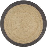 Teppich Handgefertigt Jute mit Dunkelgrauem Rand 120 cm - Hommoo von HOMMOO