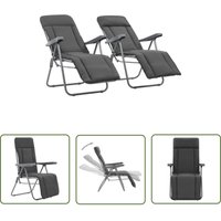 The Living Store Klappbare Gartenstühle mit Polstern 2 Stk. Grau - Gartensessel - Klappstuhl - Outdoor Möbel - Lounge Chair - Gartenlounge von HOMMOO