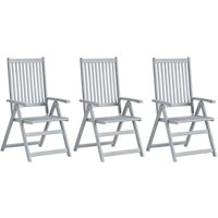 Verstellbare Gartenstühle 3 Stk. Grau Massivholz Akazie YQvidaXL310618DE von HOMMOO