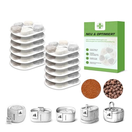 HOMNATURE Kompatibler Ersatzfilter für alle PrettyPaw Katzenbrunnen Filter – 12er Box, Zusätzlich mit Maifan- und Blähton-Kugeln, 6-Schicht-Filtration, Patentierte Upgrade-Version HOMNATURE Kompatibler Ersatzfilter für alle PrettyPaw Katzenbrunnen Filter – 12er Box, Zusätzlich mit Maifan- und Blähton-Kugeln, 6-Schicht-Filtration, Patentierte Upgrade-Version von HOMNATURE