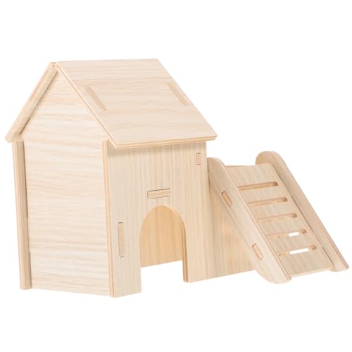 HOMOBABE 1 Satz Hamsterhaus aus Holz Naturholz Versteck für Kleintiere Gemütliches Nistplatz für Hamster und Meerschweinchen Sicher und Robust Entspannen und Stöckig DIY Design von HOMOBABE