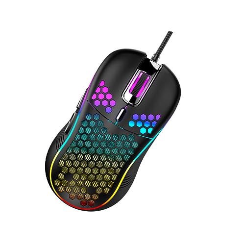 HOMOBABE 1 Stück Hollow Out Gaming mit RGB Lichtern Ergonomische Kabelgebundene USB für PC und Desktop Schwarz für Büro Home Office und Gaming mit Belüftetem Design für Kühlere Hände von HOMOBABE