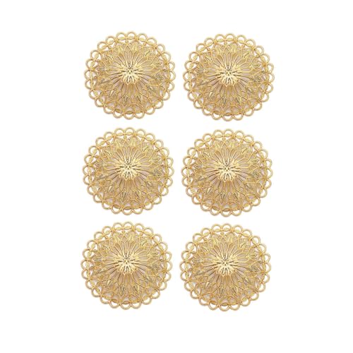 HOMOBABE 10 Stück Teiliges Metall cockade mit Filigraner Hohlgearbeiteter Blumenrundscheibe Vielseitiges DIY Schmuck Modeaccessoire in Gold Leicht Korrosionsbeständig für Kleidung und von HOMOBABE