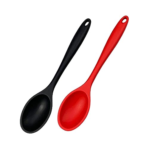 HOMOBABE 2 Stück Großes Teiliges Silikon Löffelset mit Langem Griff Hitzebeständige Suppenlöffel für Küche für Suppen und Reisgerichte Rot Schwarz HOMOBABE 2 Stück Großes Teiliges Silikon Löffelset mit Langem Griff Hitzebeständige Suppenlöffel für Küche für Suppen und Reisgerichte Rot Schwarz von HOMOBABE