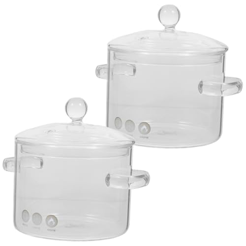 HOMOBABE 2 Stück Hitzebeständiger Glastopf mit Deckel Hochborosilikatglas Suppentopf für Nudeln und Suppen Ergonomisches Design für Haushalt und Feste von HOMOBABE