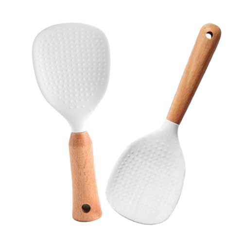 HOMOBABE 2 Stück Reislöffel Teilig aus Holz und Silikon Antihaftbeschichtet Hitzebeständig Rutschfester Griff Vielseitiger Reispaddel für Kochen und Servieren Küche HOMOBABE 2 Stück Reislöffel Teilig aus Holz und Silikon Antihaftbeschichtet Hitzebeständig Rutschfester Griff Vielseitiger Reispaddel für Kochen und Servieren Küche von HOMOBABE