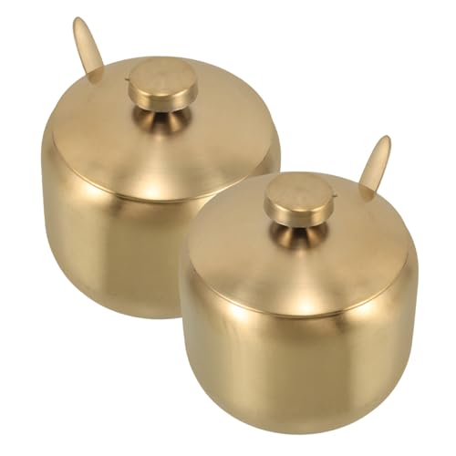 HOMOBABE 2 Stück Teiliges Gewürzbehälter mit Deckel Multifunktionale Runde Zuckerdose Salz und Gewürzaufbewahrung für Küchenarbeitsplatte oder Esstisch für Salz und Gewürze von HOMOBABE