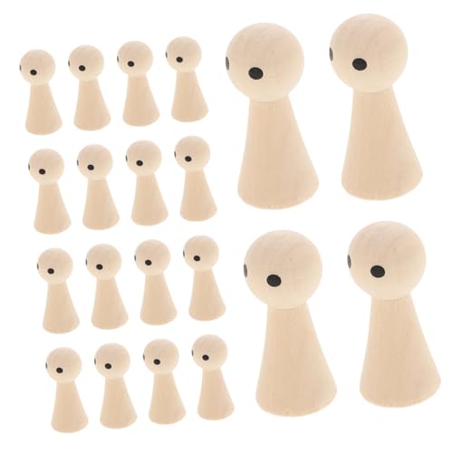HOMOBABE 20 Stück Teiliges Unbemalte Holzpuppen Naturfarbene DIY peg Dolls zum Bemalen Leichte Glatte Holzfiguren für Kreative Bastelprojekte Dekorative Holzpuppen für Zuhause von HOMOBABE