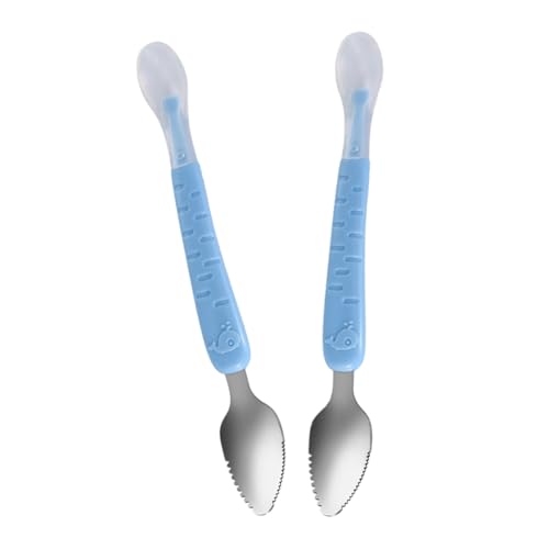 HOMOBABE 2Stücke Schabelöffel für Junge Mädchen Dual Head Futterlöffel mit Aufbewahrungsbox Ergonomisches Design zu Zahnfleisch Zähnen für Kleinkinder von HOMOBABE