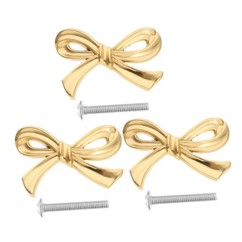 HOMOBABE 3 Satz Vintage Messing Schrankgriff Bowknot Design Robuste Möbelgriffe für Kleiderschränke Küchen Bücherregale Vielseitige Dekorative Ziehgriffe von HOMOBABE