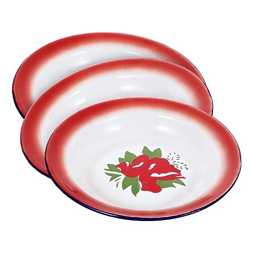 HOMOBABE 3 Stück Vintage Servierteller Teiliges Runde Servierplatten im Nostalgischen Design für Festlichkeiten Geeignet für Zuhause Cafés und Restaurants aus Robustem Emaille mit HOMOBABE 3 Stück Vintage Servierteller Teiliges Runde Servierplatten im Nostalgischen Design für Festlichkeiten Geeignet für Zuhause Cafés und Restaurants aus Robustem Emaille mit von HOMOBABE